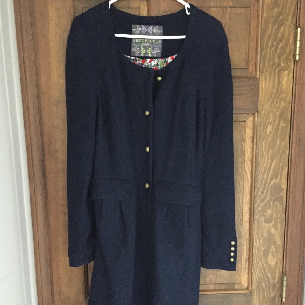 Pea coat with gold buttons
